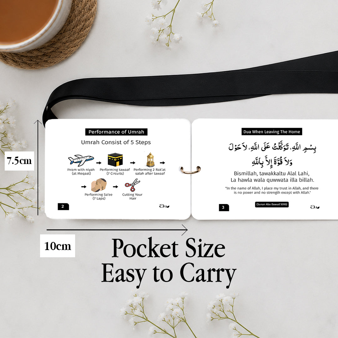 Al Nisa Umrah Dua Cards with Lanyard, Arabic with English Translation