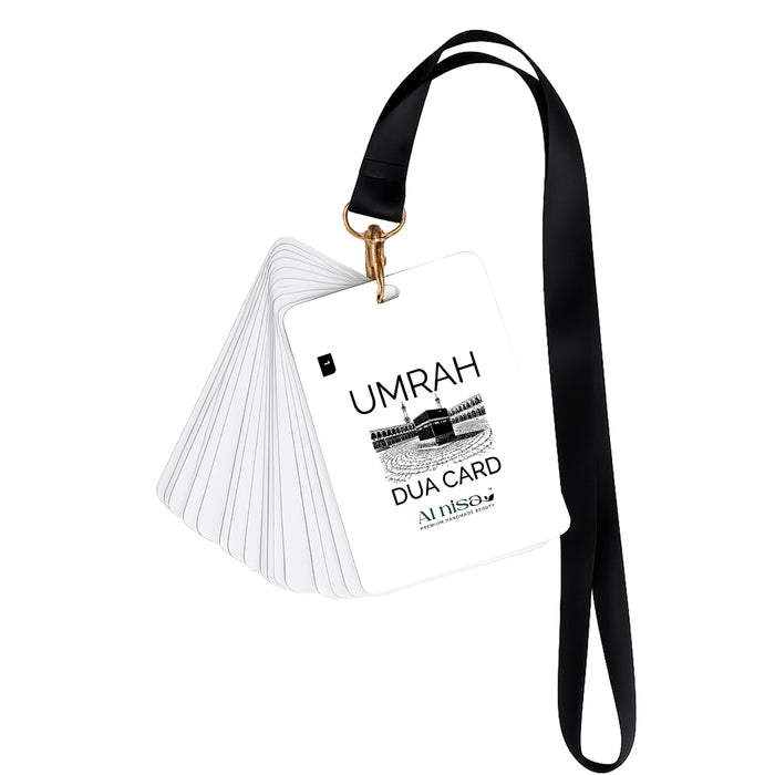 Al Nisa Umrah Dua Cards with Lanyard, Arabic with English Translation