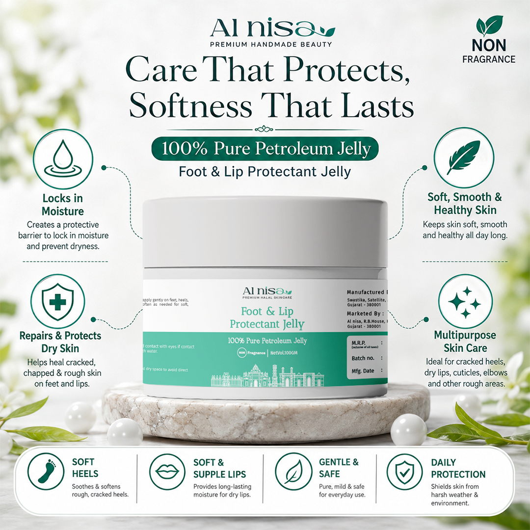 Al Nisa Fragrance Free Foot Lip Protectant Jelly, Pure Petroleum Jelly