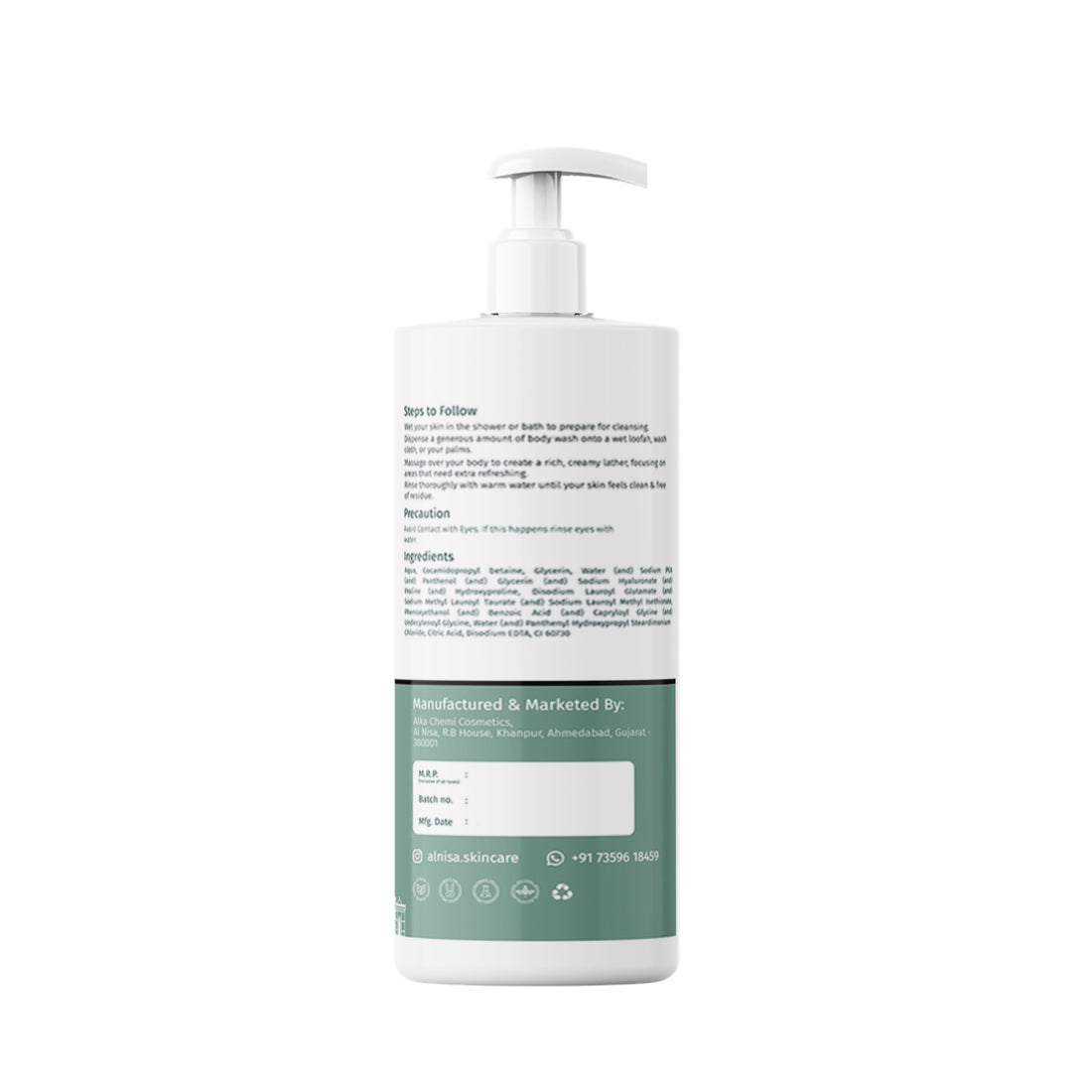 Al Nisa Unscented Hydrating Body Wash, Keeps Skin Soft & Moisturized