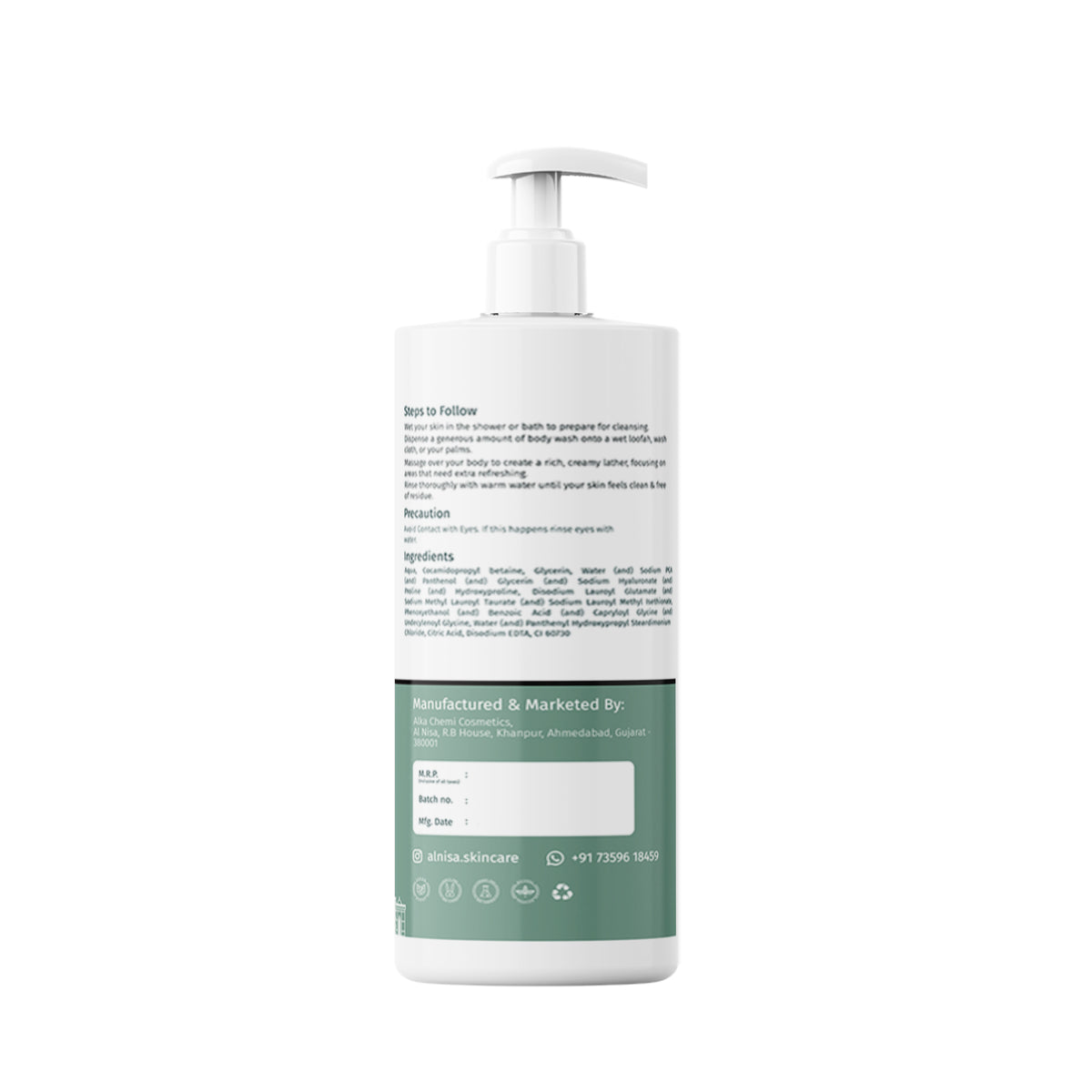 Al Nisa Unscented Hydrating Body Wash, Keeps Skin Soft & Moisturized
